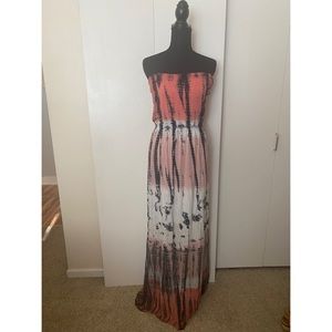 Red Haute Tie Dye Maxi Dress